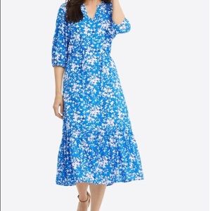 NWT Draper James Martina Popover Dress Blue Floral